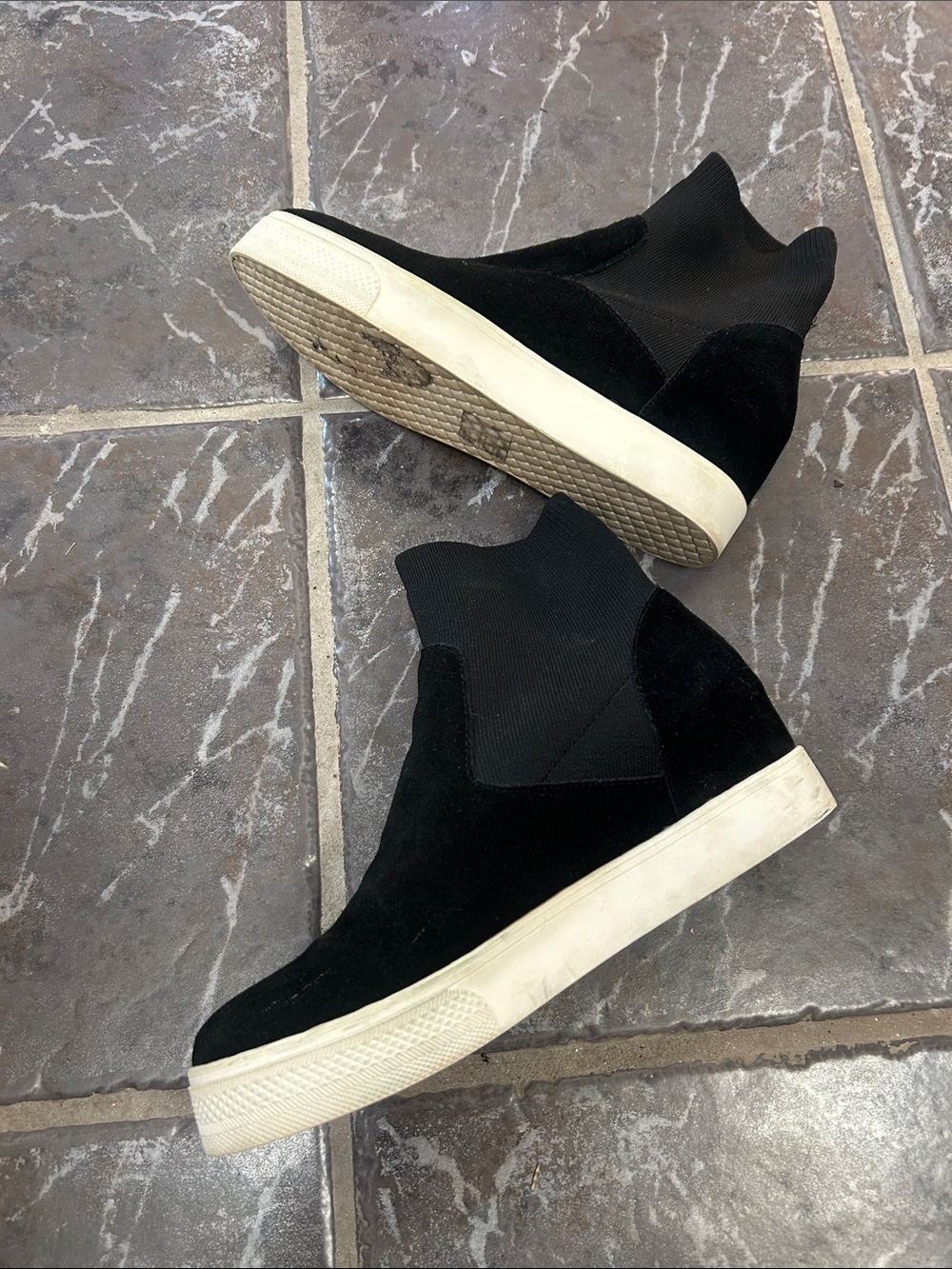 Black Slip-On Wedge Sneaker - Women 8.5